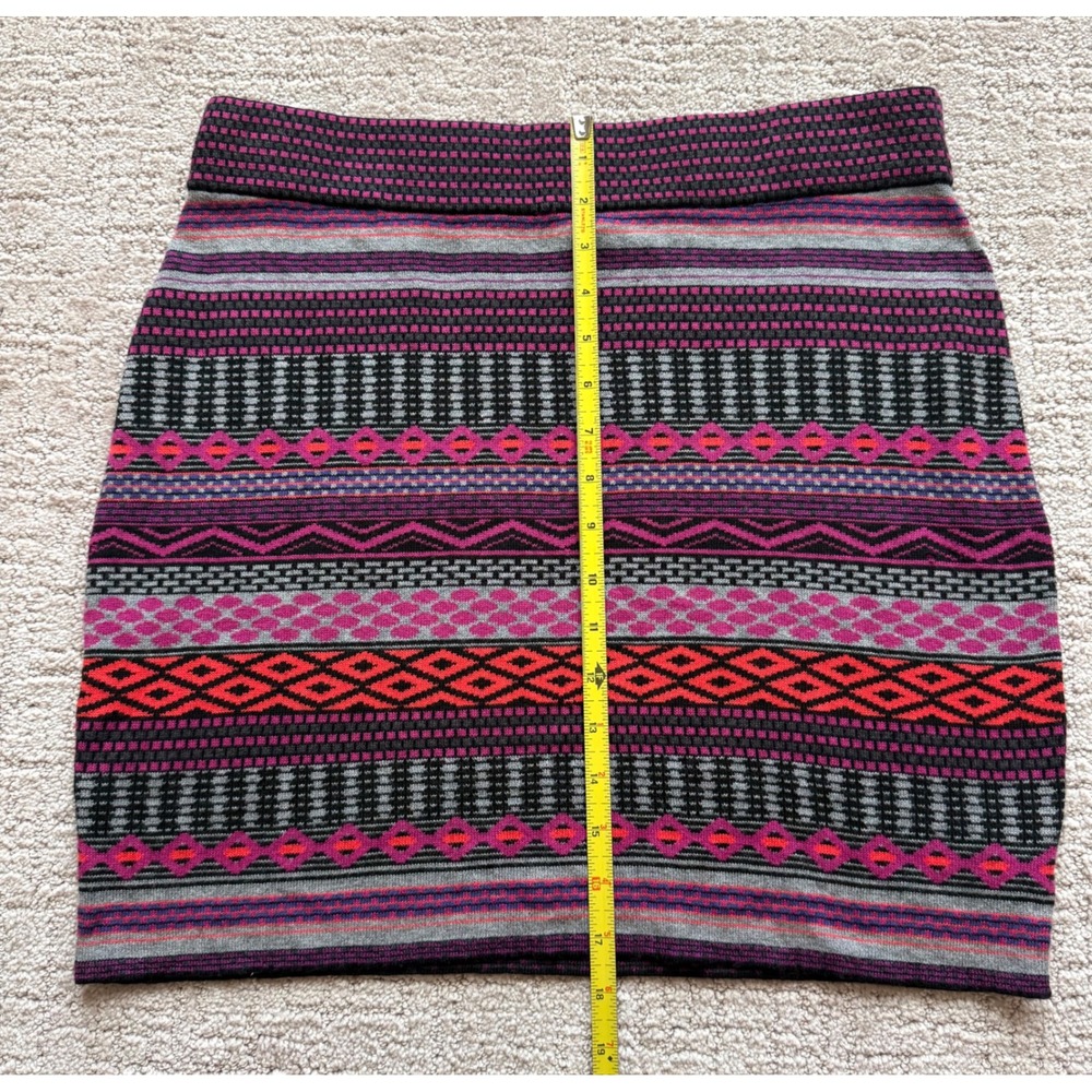 Krimson Klover Ethnic Fair Isle Merino Wool silk Pull On Skirt Women L Knit EUC - Picture 2 of 6